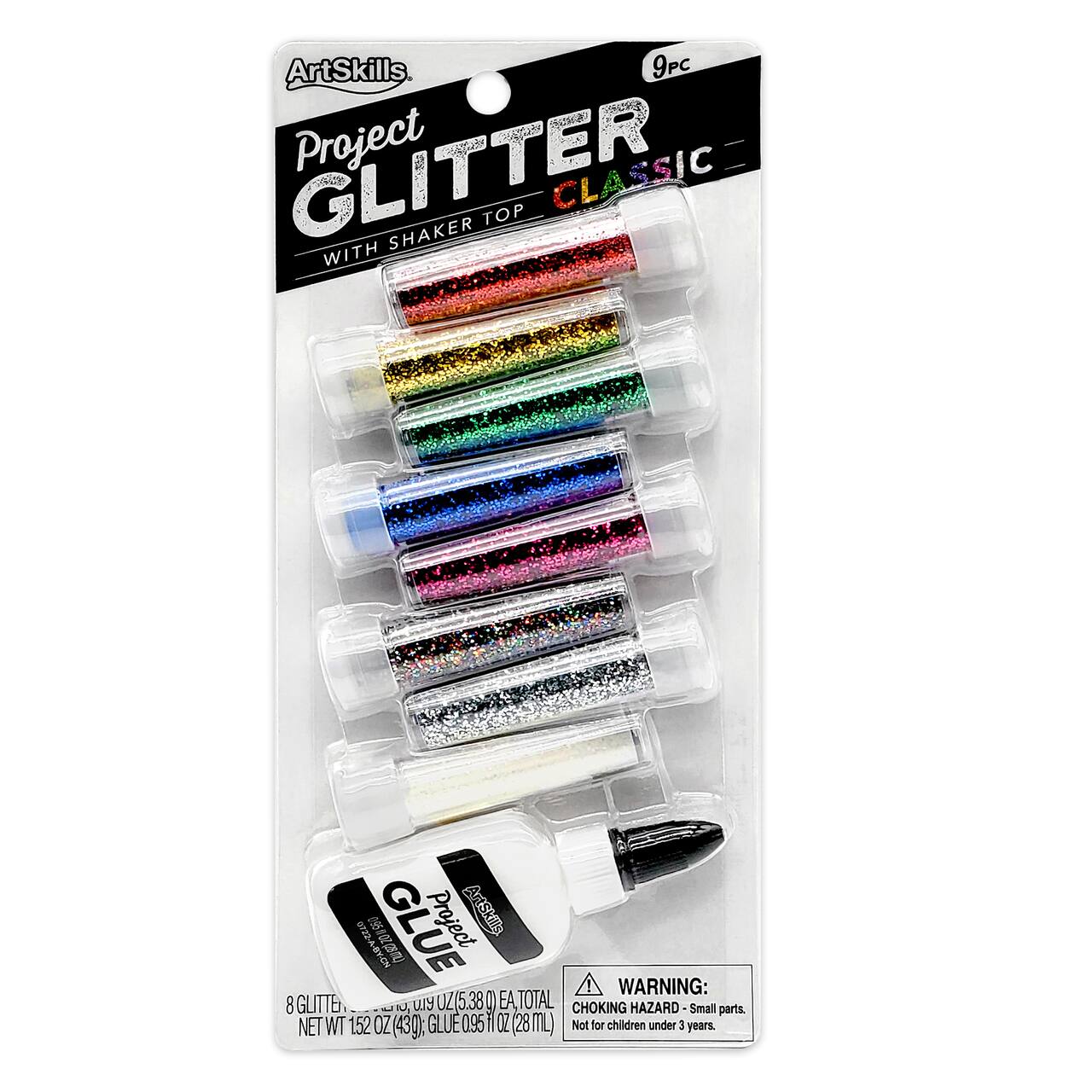 ArtSkills® 8 Color Classic Glitter Shakers with Glue Bottle